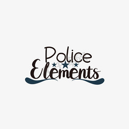 svg黑色卡通警察元素英文字母蓝色插画