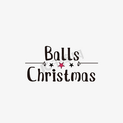 球球球免抠艺术字图片_svg黑色卡通圣诞球英文艺术字星星插画
