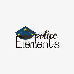 警察日签免抠艺术字图片_svg黑色卡通警察元素英文字母警帽插画
