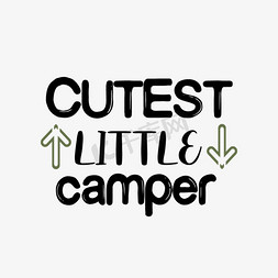 旅游露营免抠艺术字图片_svg英文黑色艺术字可爱的小露营者字母卡通元素插画