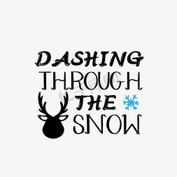 svg在雪地里飞奔手绘鹿头创意艺术字
