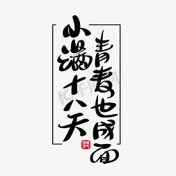 黑色中国风小满谚语书法字体元素