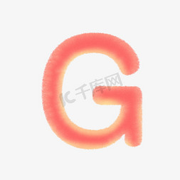 可爱毛免抠艺术字图片_卡通红色绒毛字母G