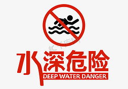 水深危险珍爱生命告示牌标语艺术字