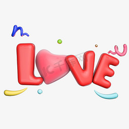 气球love免抠艺术字图片_LOVE情人节立体可爱卡通艺术字