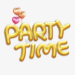 字体时间免抠艺术字图片_partytime聚会时间字体设计