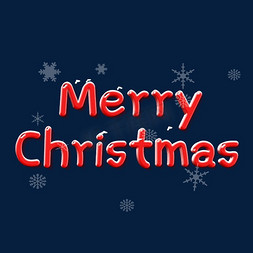 圣诞节快乐红色免抠艺术字图片_Merry Christmas圣诞节快乐红色立体冰雪效果艺术字