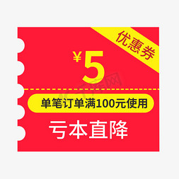 5元优惠券亏本直降创意电商风格