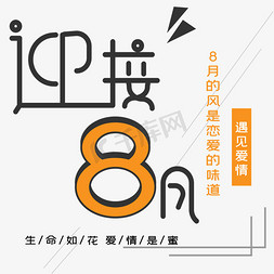 迎接朝阳免抠艺术字图片_迎接8月艺术字