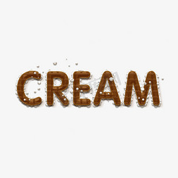 切奶油面包免抠艺术字图片_奶油饼干CREAM奶油