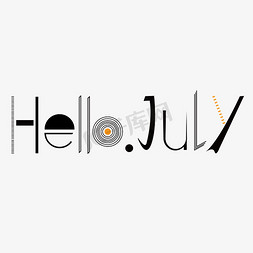 Hello,July字母创意设计矢量图