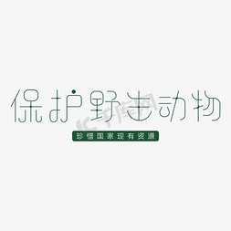 保护野生动物 艺术字