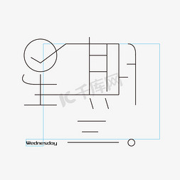 天花灯线图免抠艺术字图片_星期三字体创意设计矢量图