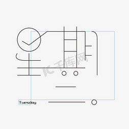 时间图免抠艺术字图片_星期二字体创意设计矢量图
