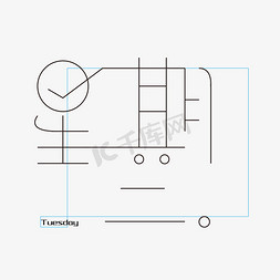 星期二字体创意设计矢量图