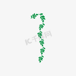 叶子免抠艺术字图片_创意绿色植物叶子数字1
