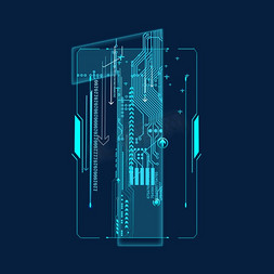 蓝色科技线条PSD数字1