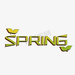 春天免抠艺术字图片_spring绿色立体字