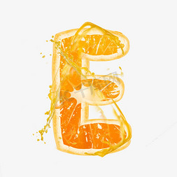 字母e免抠艺术字图片_橙子橙汁橙色PSD字母E