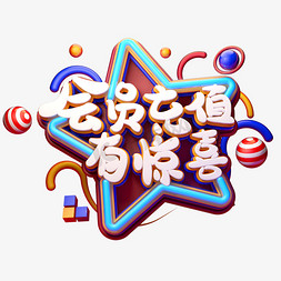 字体惊喜免抠艺术字图片_C4D艺术字会员充值有惊喜字体元素