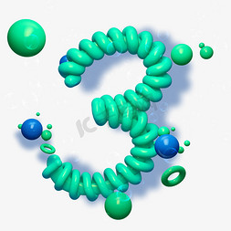 绿色纹理数字3字体设计