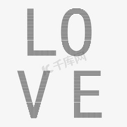条纹免抠艺术字图片_LOVE灰色数码条纹字体