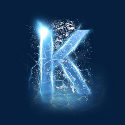 蓝色水晶电水字母K