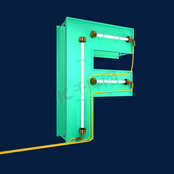 英文字母大写F数字字母字母素材3D立体灯管字