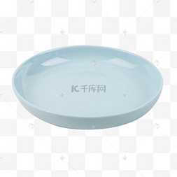 餐盘抠图图片_浅蓝色圆形餐盘
