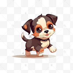 卡通可爱奔跑的小狗动物