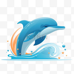 手绘动物海豚图片_海豚海洋深海生物免扣素材手绘动