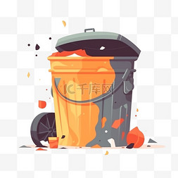 垃圾桶图片_扁平手绘垃圾桶油漆桶