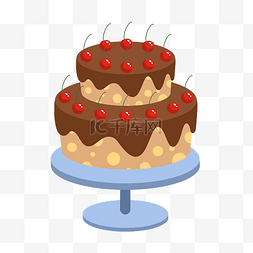 卡通双层蛋糕图片_樱桃蛋糕卡通插画