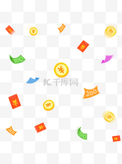 双十红包一图片_理财漂浮元素红包金币气氛电商装