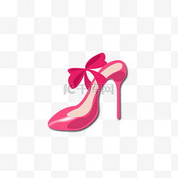 粉色高跟鞋实物图片_粉色蝴蝶结少女高跟鞋