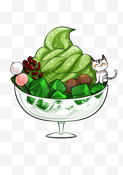 舌尖上的美食图片_卡通手绘可爱小猫冰激凌