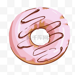 蛋糕插画图片_粉色甜甜圈卡通插画