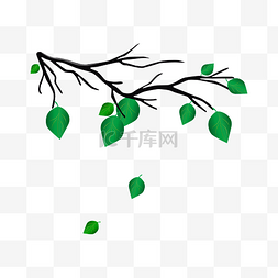 绿树枝图片_矢量卡通树枝发芽