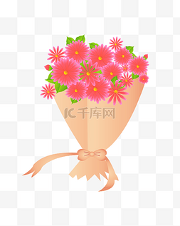 玫瑰盆栽图片_矢量手绘卡通花束
