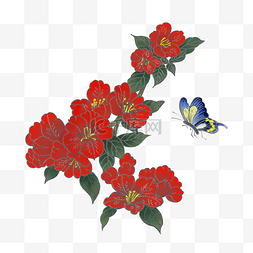 中国画水墨花鸟蝴蝶工笔PNG