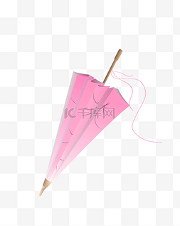矢量卡通粉色雨伞