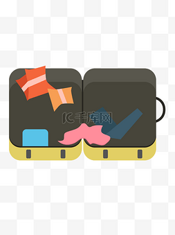 扁平化打开的行李箱可商用元素