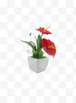 PS图片_矢量植物红色小花简约PS素材