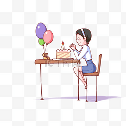 女生气球手绘图片_卡通手绘妇女节女士开心庆祝生日