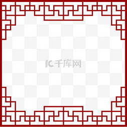 矢量海报边框图片_中国风红色窗格纹矢量文字边框海