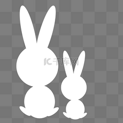 白色的兔子卡通图片_二个白色的兔子免抠图