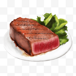 烤肉食物插画图片_手绘美食插画牛排