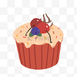 红色杯子蛋糕插画