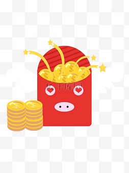 金融图片_新年猪年红包金币素材