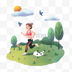 白云图片_公园里玩耍健身跑步的女孩